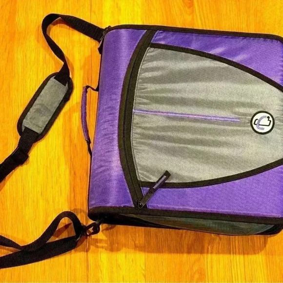 Case It - 2” Zip up Binder Bag w/ internal pockets and shoulder strap- Purple - Picture 1 of 4